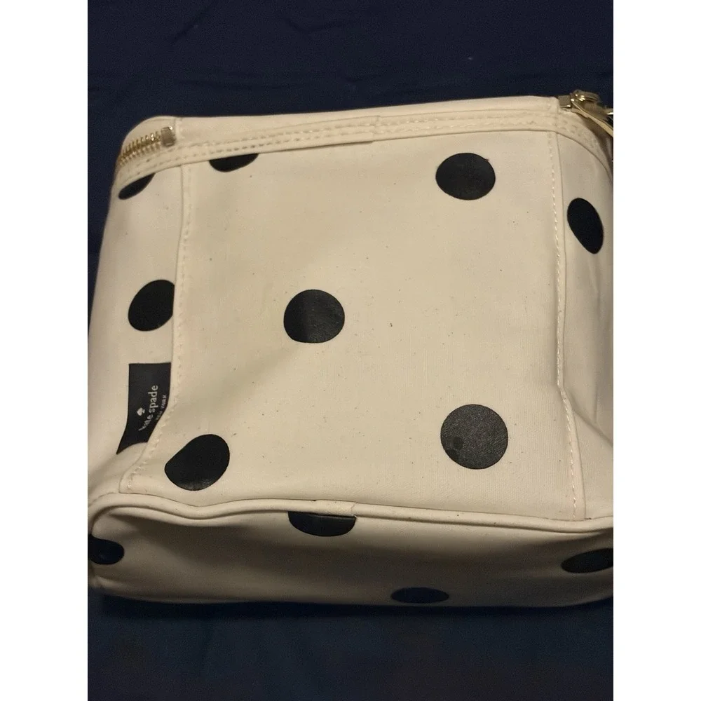 Kate Spade New York Polka Dot “Lunch” Beige & Black Insulated Lunch Box Tote Bag